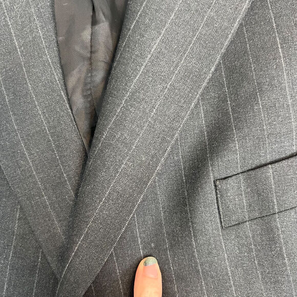 Brooks Brothers 346 Blazer Mens 48R Grey Pinstripe Two Button Wool Sport Coat - Picture 3 of 15